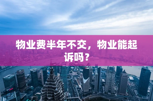 物业费半年不交，物业能起诉吗？
