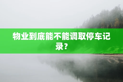 物业到底能不能调取停车记录？