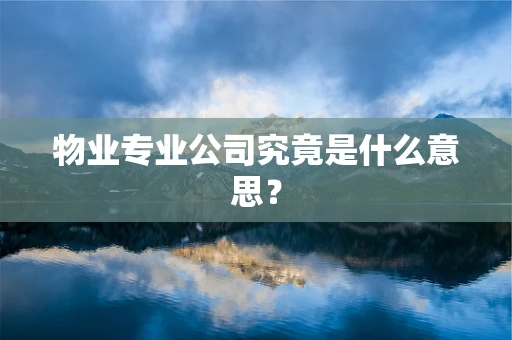 物业专业公司究竟是什么意思？
