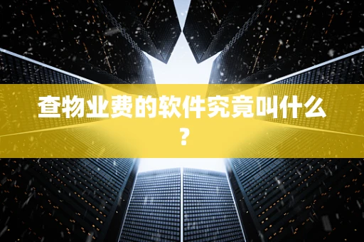 查物业费的软件究竟叫什么？