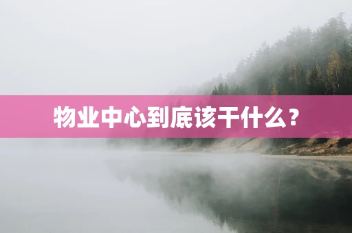 物业中心到底该干什么？